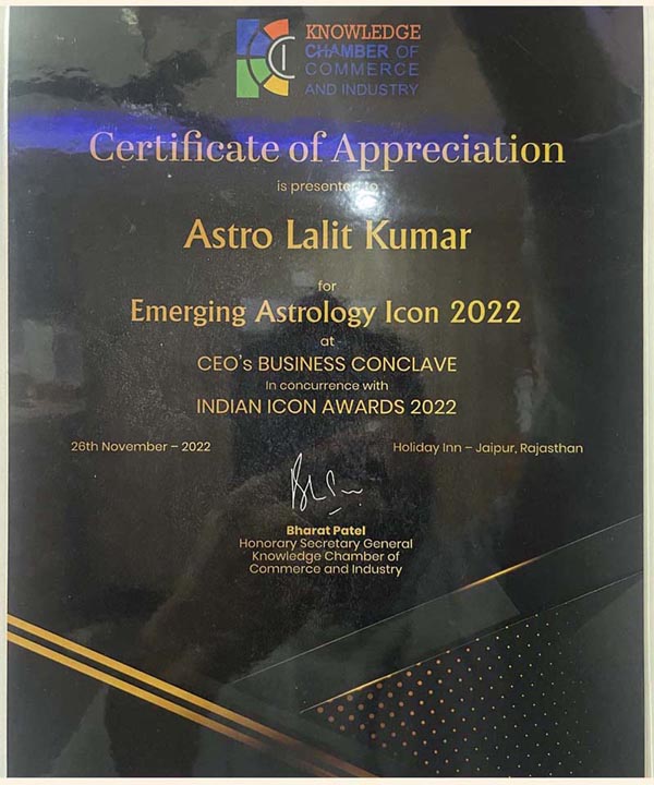 Award & Achievement Astrologer Lalit Kumar